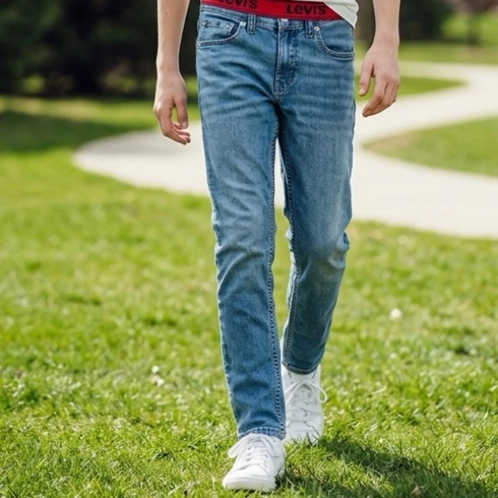 EUC Levi’s Kids Boys Denim Blue Jeans - Yellow Tab 511 Adjustable Waist Size 12